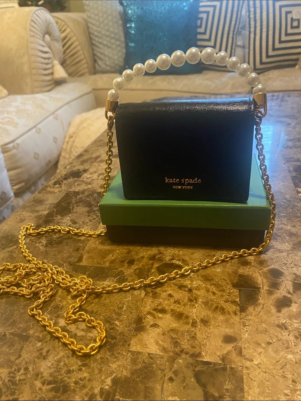 kate spade Black Mini Pearl-Handle Crossbody. The box is included.